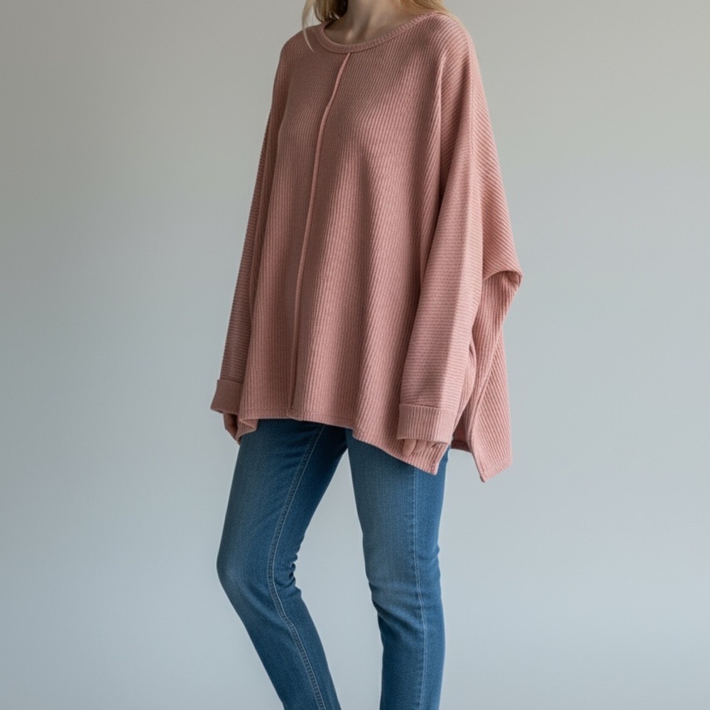 Zenana Outfitters Pink Waffle Knit Top